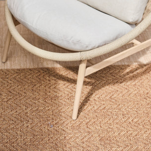 Set de 2 fauteuils de jardin avec table acier et rotin beige. 79x92x79cm - Narola