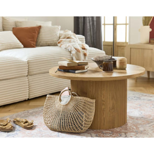 Oliva - table basse ronde - effet bois - 80 cm - Bois