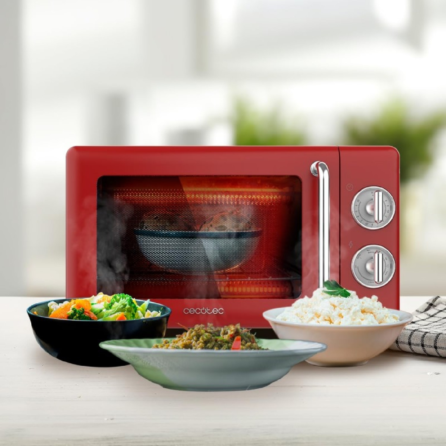 Cecotec Micro-ondes de 20 L avec grill ProClean 3110 Retro Red