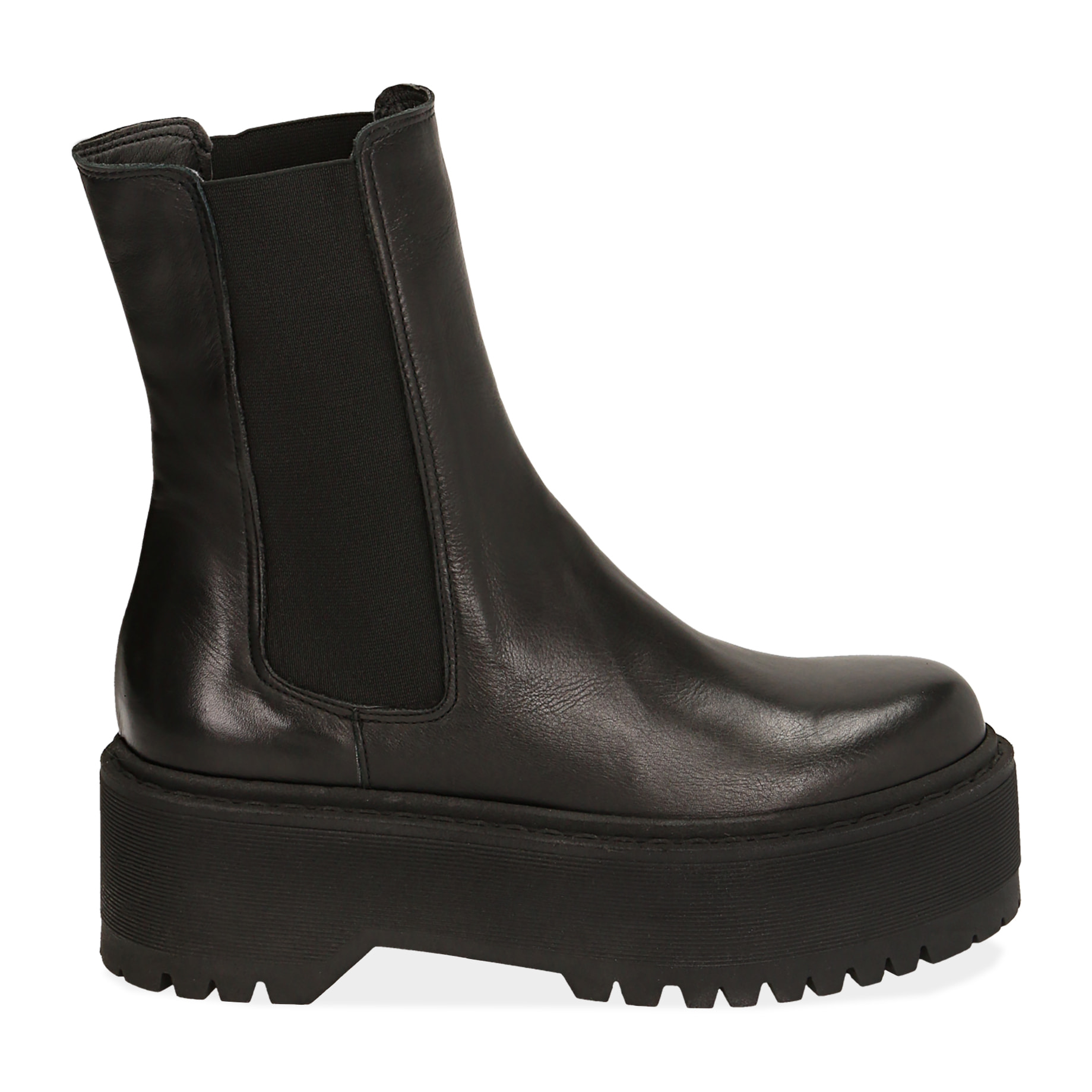 Chelsea boots neri in pelle di vitello, suola 6 cm