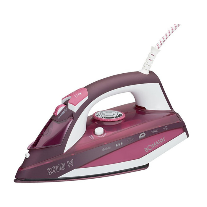 Fer à repasser à vapeur avec 7 fonctions 2600W Bomann DB 6005 CB Blanc/Rouge