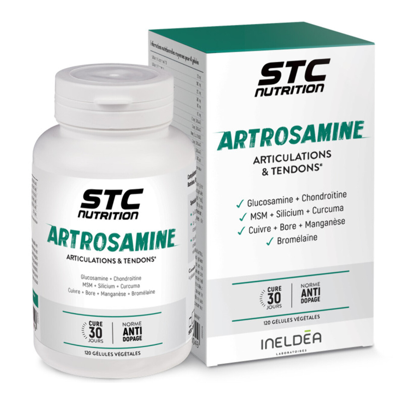 STC NUTRITION - Artrosamine - Résistance des articulations - Souplesse des tendons - 120 Gélules végétales - Sans Gluten - Cure 30 jours