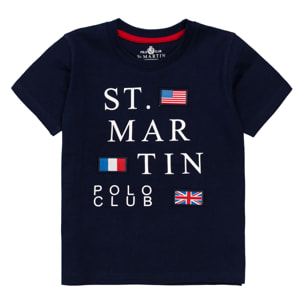 T-shirt maniche corte con stampa logo e bandierine