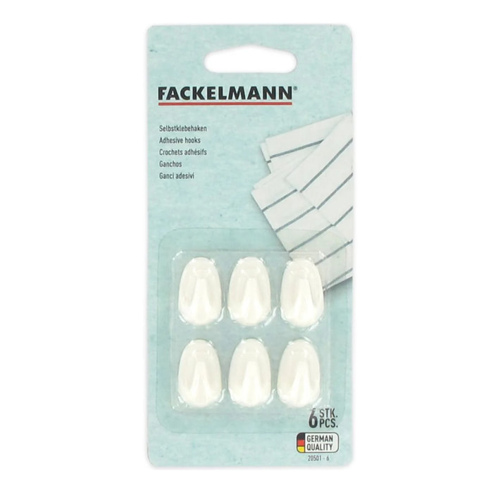 Lot de 6 mini crochets adhésifs blancs Fackelmann Tecno