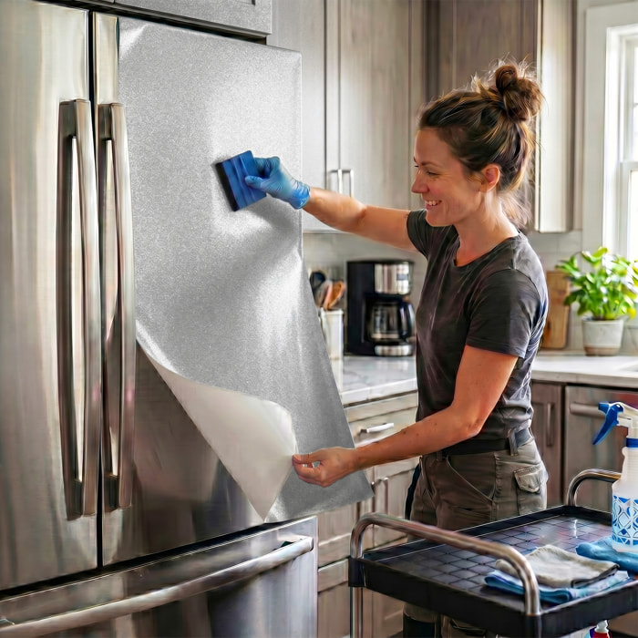 Rouleau adhésif décoratif Vinyle au Mètre - Argent - Sticker Lavable Imperméable Mur Cuisine Meubles