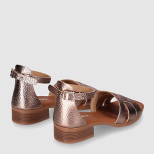 Sandalias de Piel - Bronce - Tacón: 3 cm