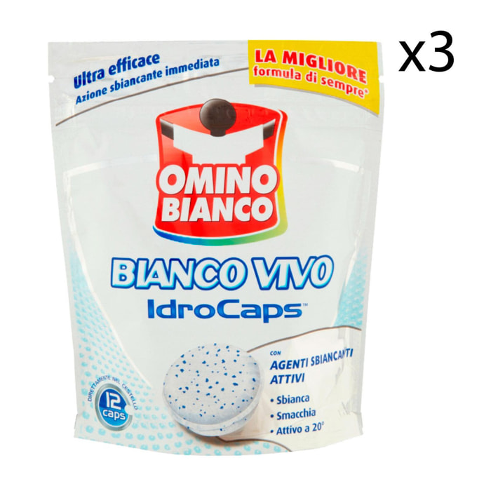 3x Omino Bianco Additivo Bianco Vivo Idrocaps - 3 Confezioni da 12 Capsule