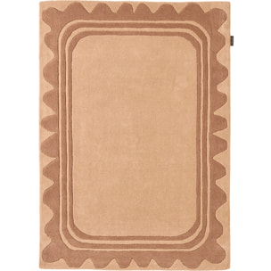 PANTONE - Tapis en laine fait main CEDRE BLANC à motif festonné marron
