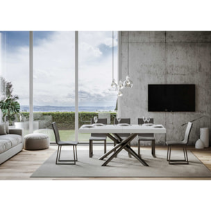 Tavolo allungabile 90x200/304 cm Famas bianco frassino telaio Antracite