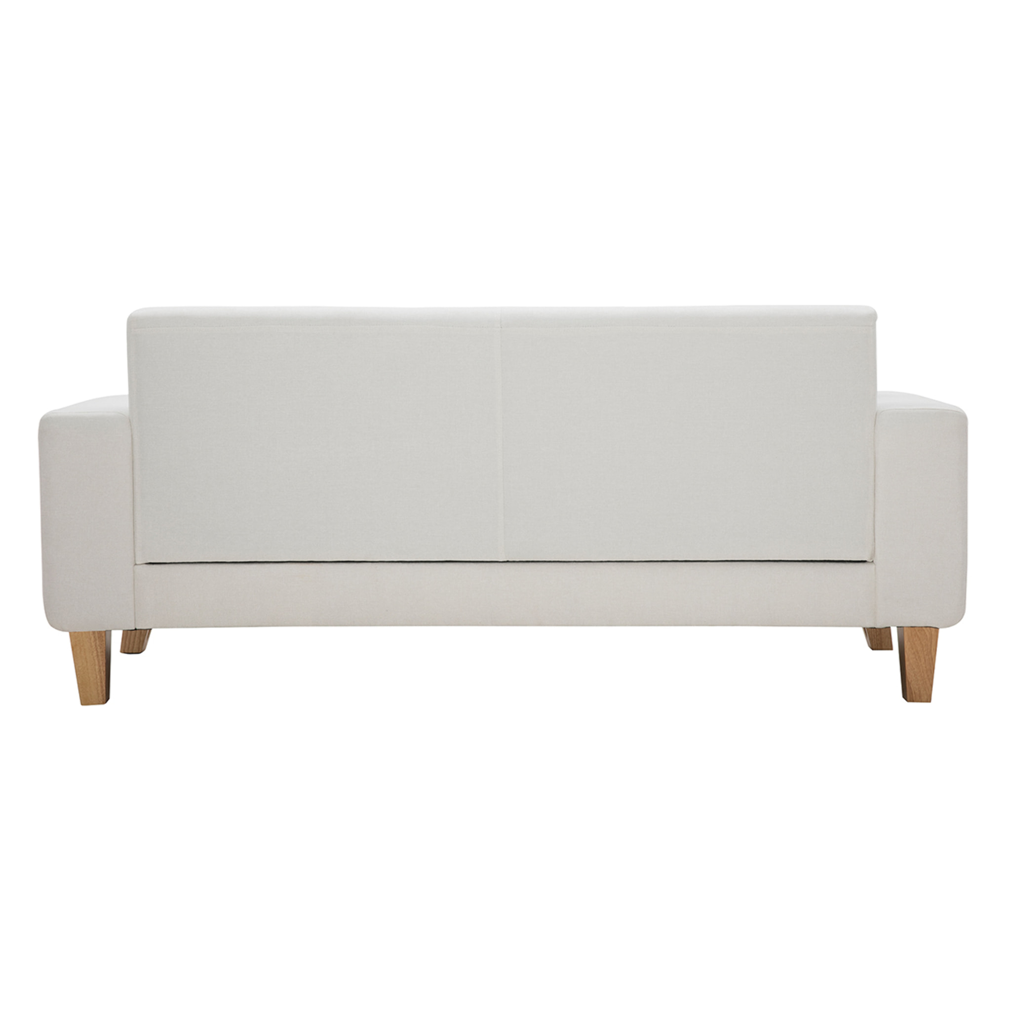 Canapé scandinave 3 places en tissu effet velours blanc cassé et bois clair FJORD