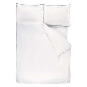 Taie d'oreiller unie en percale de coton, ASTOR, Bleu Nuit/Turquoise