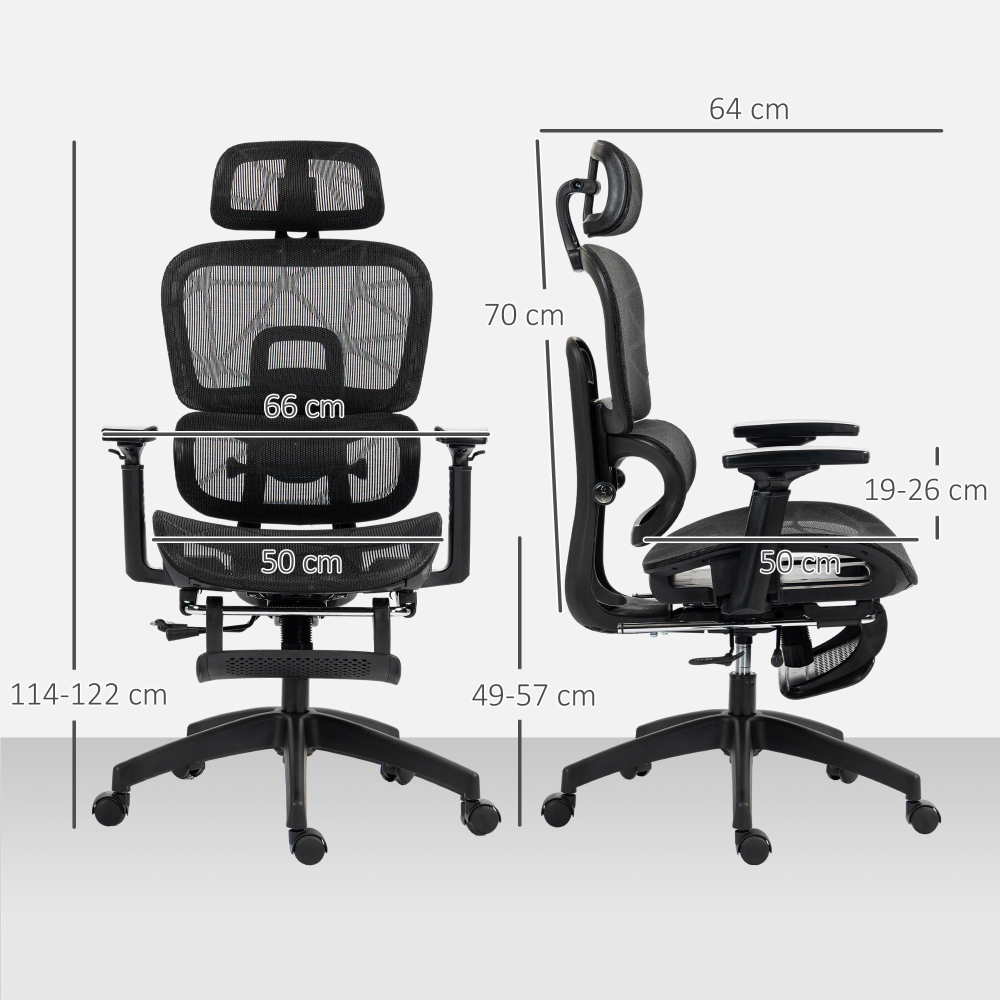 Fauteuil de bureau ergonomique grand confort entièrement réglable tissu maille noir
