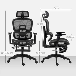 Fauteuil de bureau ergonomique grand confort entièrement réglable tissu maille noir
