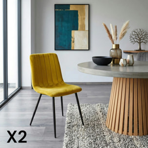 Chaise à rayures velours moutarde (lot de 2) MALANG