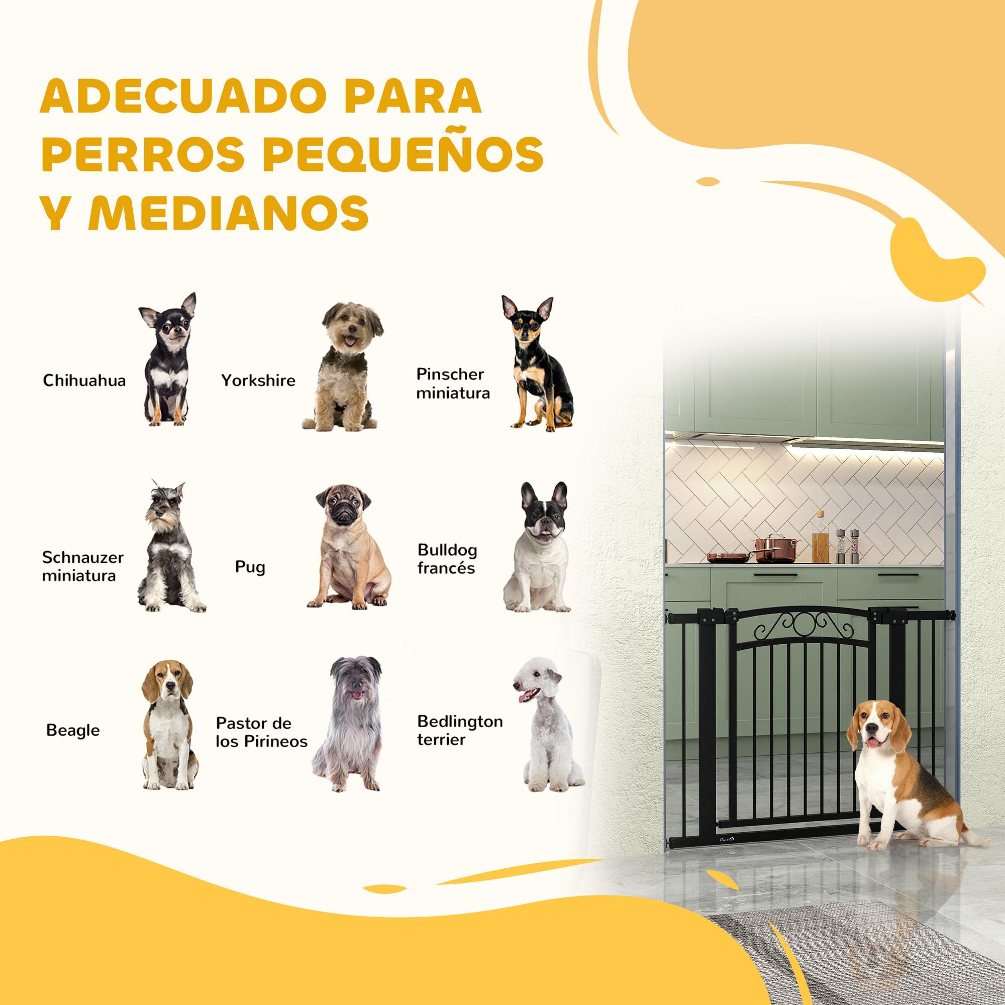 Barrera para Perros Puerta para Perros con Ancho Ajustable 76-104 cm Barrera de Seguridad para Perros con 2 Extensiones y Doble Bloqueo para Escaleras y Puertas Negro