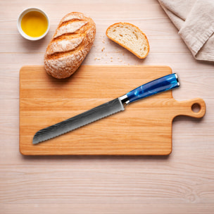 Set de cuchillos de chef con 6 piezas estilo Damasco con diseño elegante y mango ergonómico con extremos de acero.