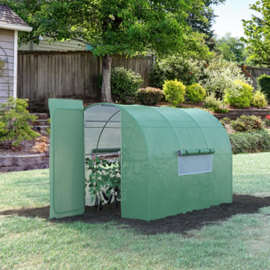 Invernadero de Túnel 3x2x2 m con Puerta y Ventanas Función de Drenaje Invernadero de Jardín Grande con Cubierta de PE y Metal Galvanizado para Cultivos Plantas Verduras Verde