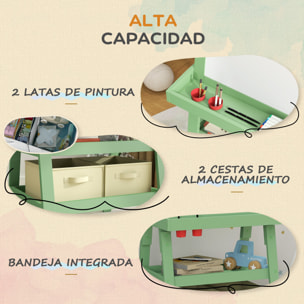 Pizarra Infantil Caballete 3 en 1 Pizarra Infantil de Doble Cara Magnética Caballete de Pintura para Niños con Rollo de Papel y Cestas de Almacenamiento 59x48x118 cm Rosa Palo