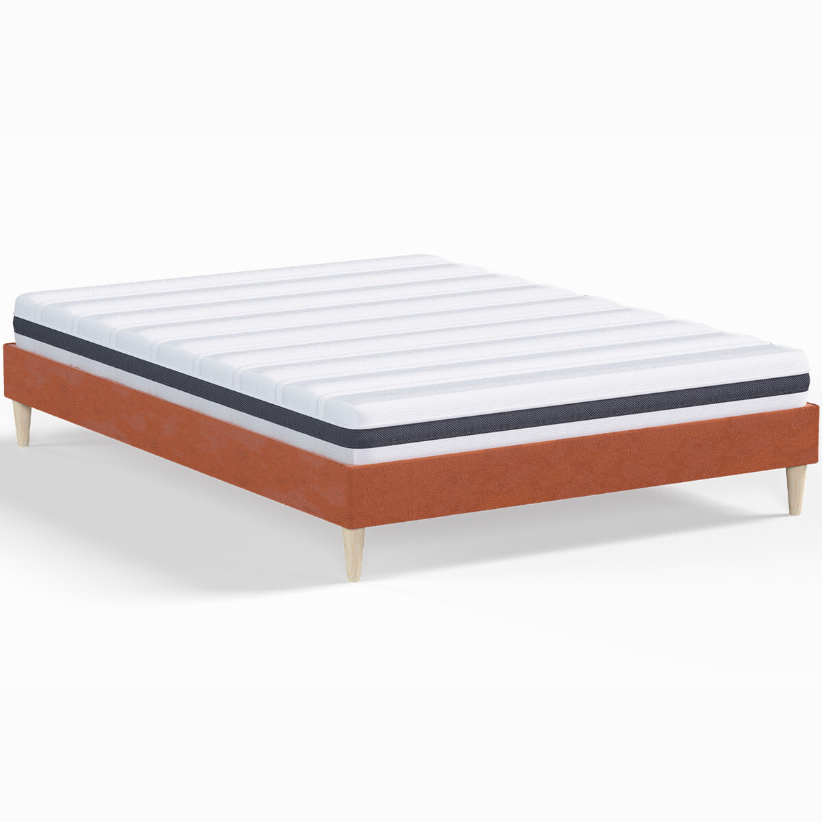 Pack lit en velours + Matelas ressorts et Mousse HR - DINA & HYGIOSPRING
