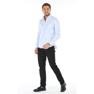 Camicia Uomo 1 Bottone Button Down Slim Oxford unito Celeste