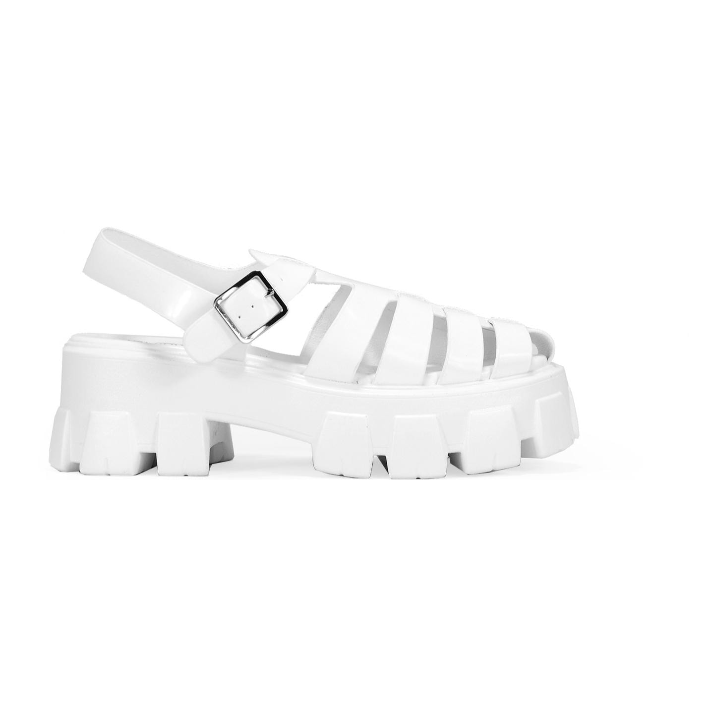 Sandalias cangrejeras blancas con plataforma