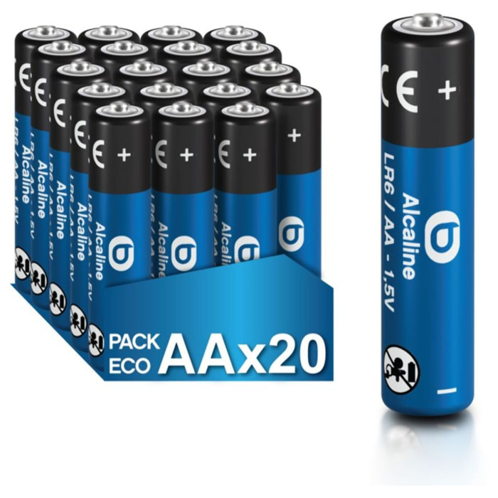 Pile ESSENTIELB POWERPLUS LR06 AA Lot de 20