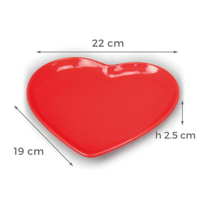 Set 6 Piatti Corazon A Forma Di Cuore Colore Rosso