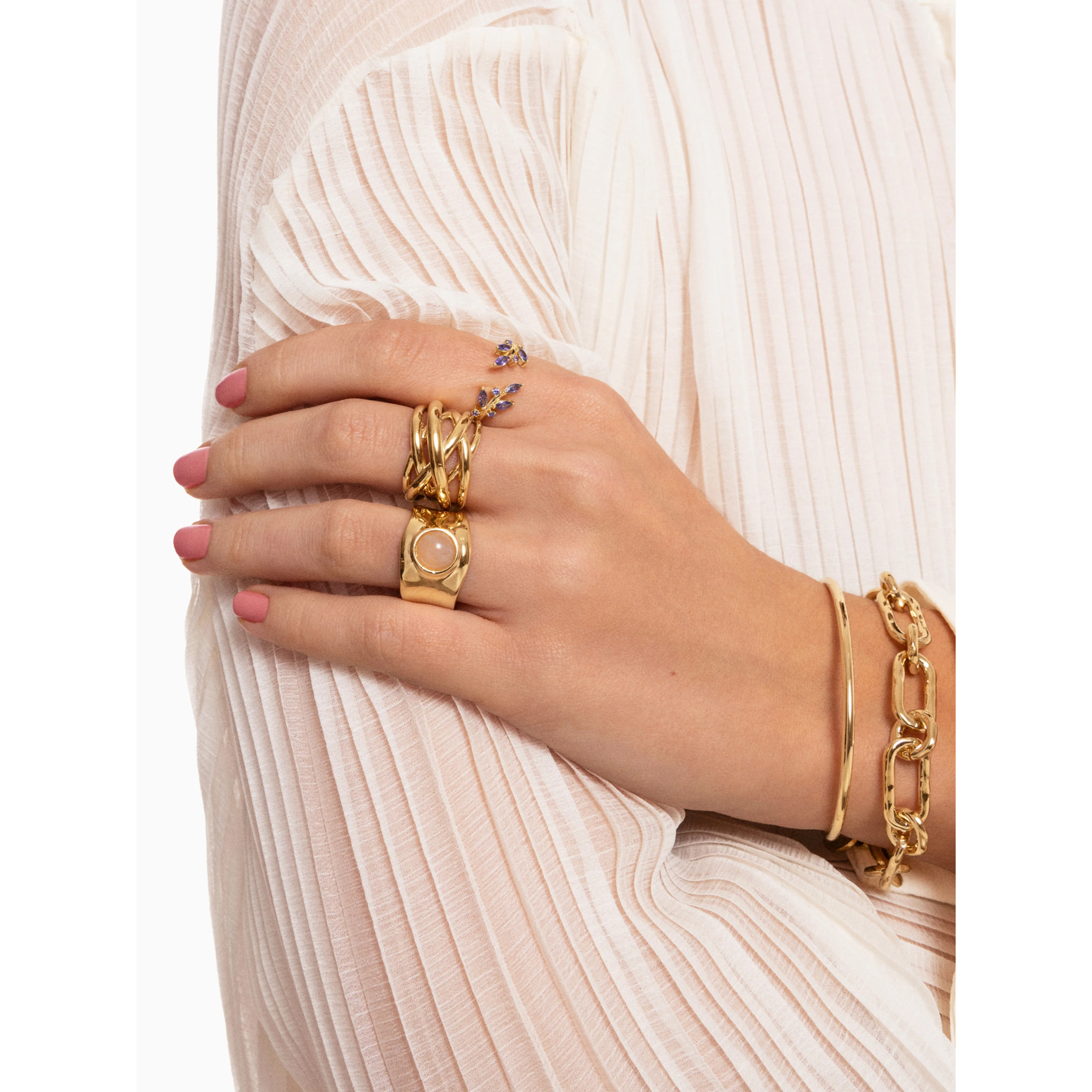 Anello My Rose Quartz Placcato Oro