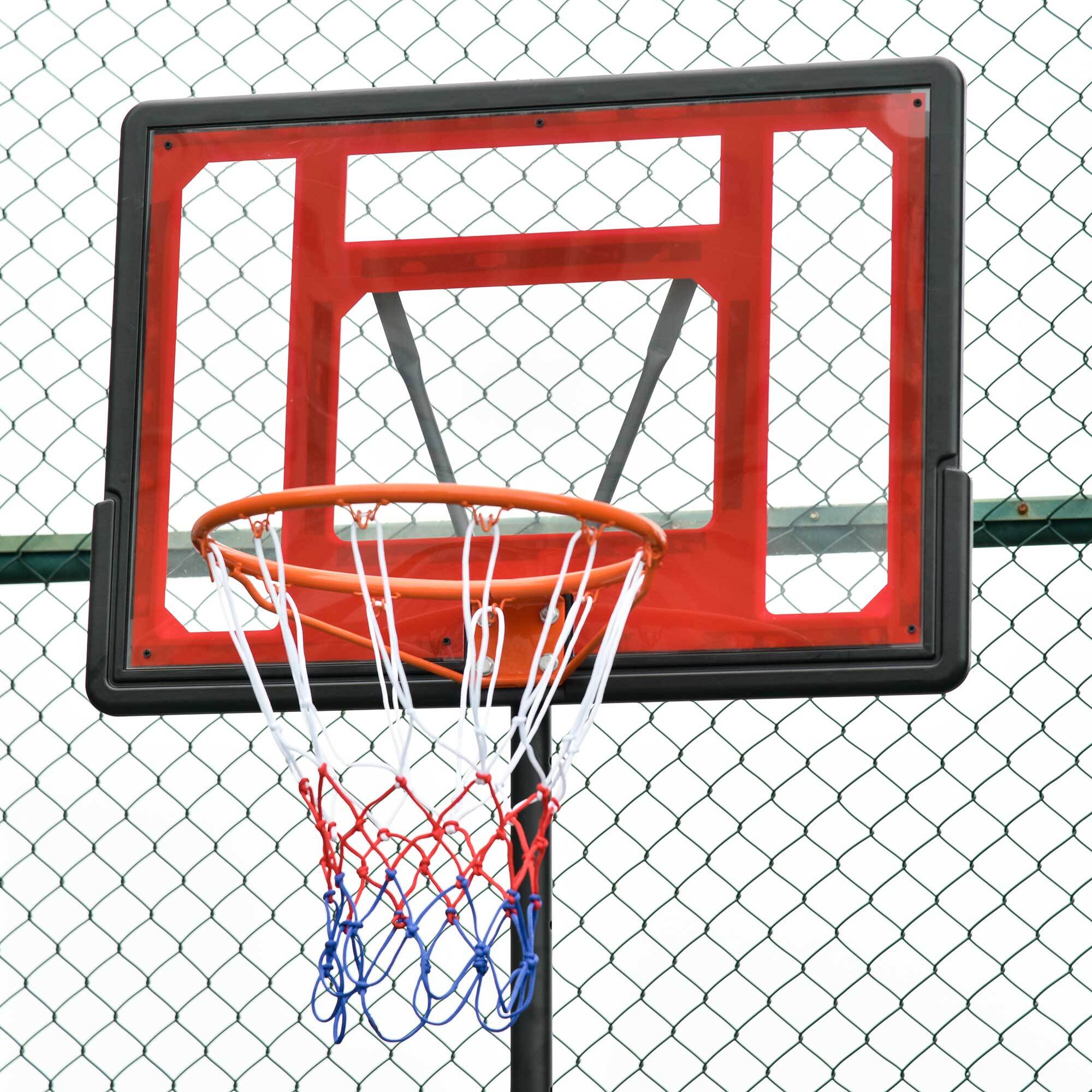 Panier de basketball sur pied hauteur réglable H.160–210 cm lestage roulettes noir rouge