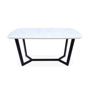 Table à manger 4 à 6 places effet marbre. pieds métal noir. 120cm