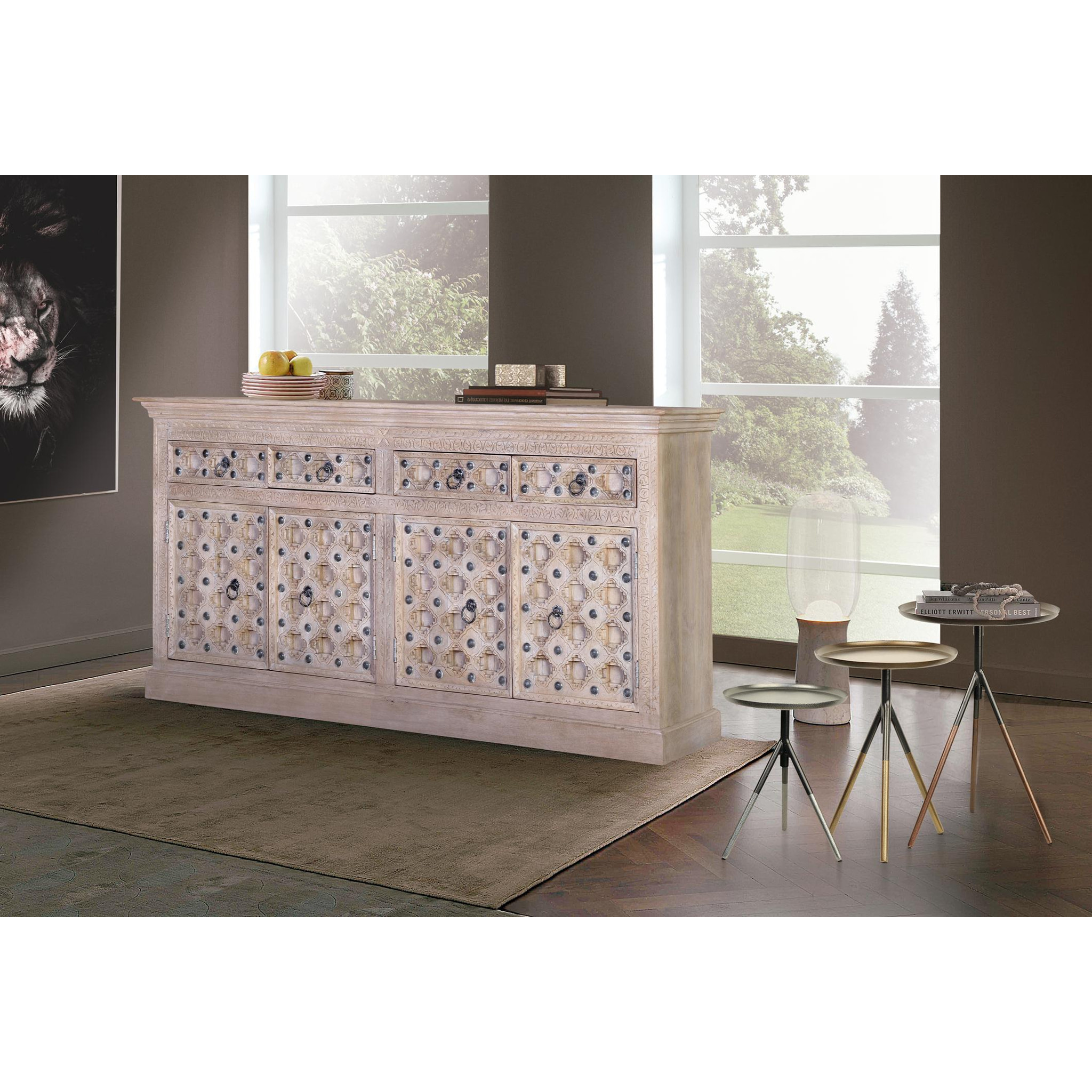 Aparador de Madera de Mango Estilo Mediterráneo Moderno