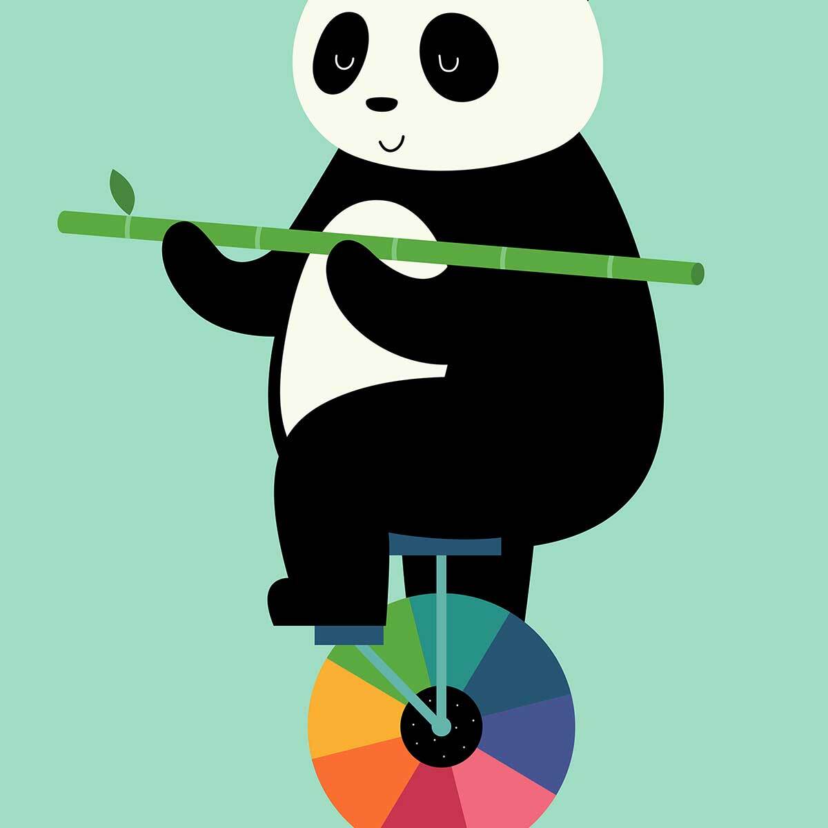 Affiche enfant cirque panda  Affiche sous cadre bois