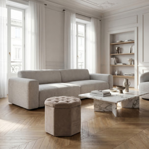 Pouf contenitore ottagonale in velluto - BEIGE