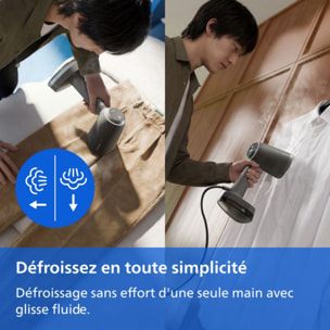 Défroisseur vapeur PHILIPS STH8040/80 Technologie AirStretch à aspiration - Steamer 8000 Noir - 2 réservoirs amovibles