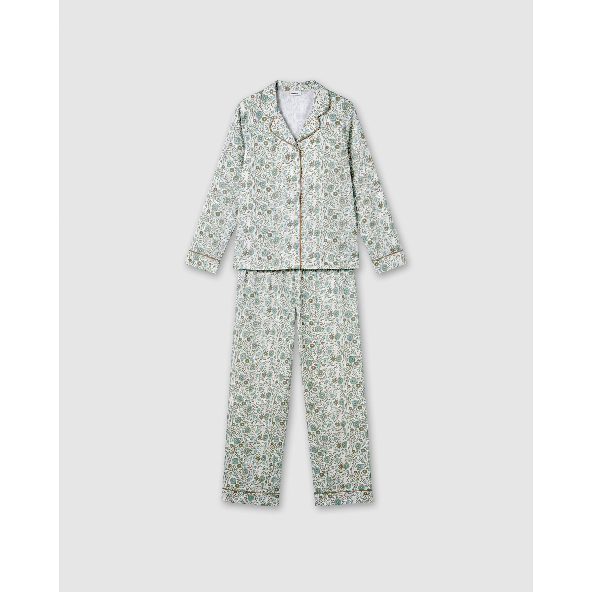 Pigiama lungo camicia in cotone melodi verde