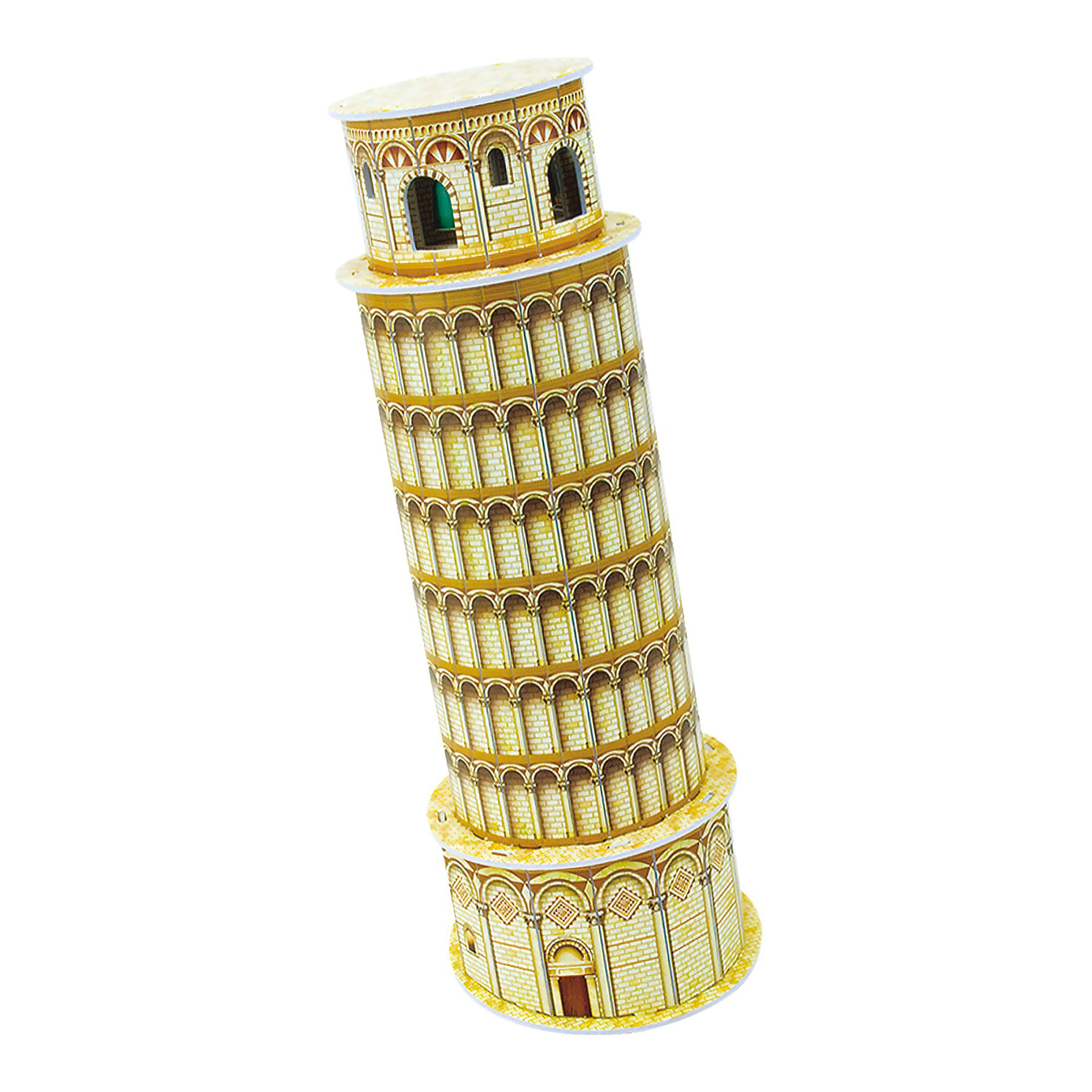 Puzzle 3D di cartone della Torre di Pisa situata in Italia. 8 pezzi.