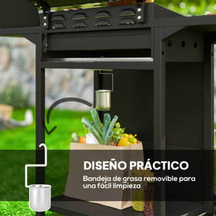 Barbacoa de Gas BBQ Gas con 3+1 Quemadores 8,5 kW Barbacoa Portátil con Termómetro Mesa Lateral Parrilla Recogedor de Grasa 2 Ruedas para Jardín Exterior Camping Negro