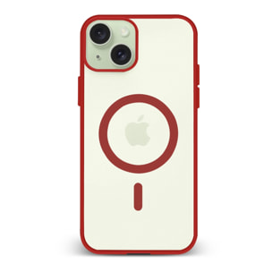 DAM Custodia ibrida anti-shock  Magsafe per iPhone 15 Plus. Bordi in silicone e retro in PVC. 8,06x1,06x16,37 centimetri. colore rosso