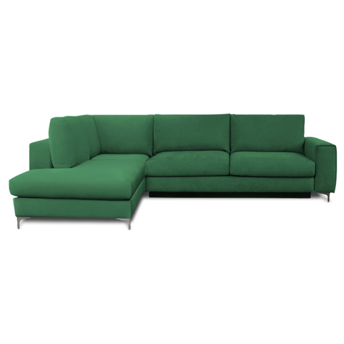 Canapé d'Angle Gauche Velours Fiesole, 3 Places, Couchage Intégré, Coffre de Rangement, Housse Déhoussable