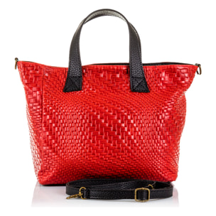 Cassandra Borsa tote Donna.Pelle autentica Camoscio Inciso Intrecciato