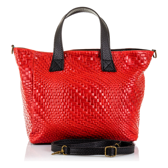 Cassandra Borsa tote Donna.Pelle autentica Camoscio Inciso Intrecciato