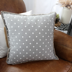 Coussin déhoussable à pois - Gris clair