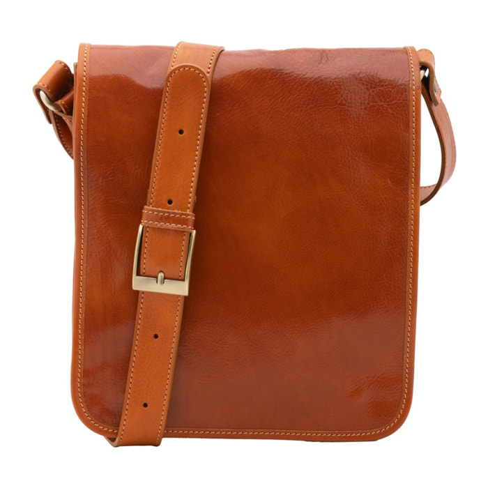 Borsa a tracolla uomo in vera pelle - Modello False - Made in Italy - 29.0 x 24.0 x 9.0 cm