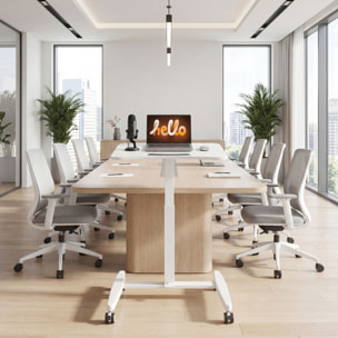 Bureau assis-debout mobile réglable table de lit 2 en 1 plateau inclinable blanc