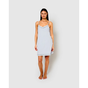 Camisón corto tirantes vainica celeste