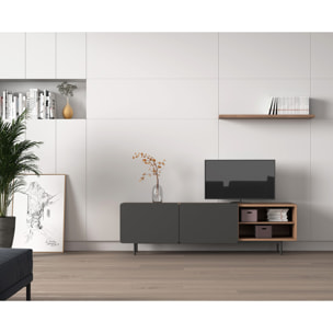 Bajo tv Biscuit nogal y grafito 54x180x44 cm