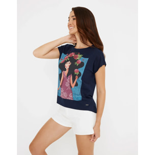 Camiseta Manga Corta Azul Marino- Pelzoflor