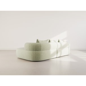 Angela - canapé d'angle droit 4 places en velours texturé - Vert sauge