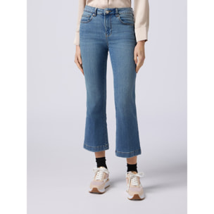 Oltre - Jeans little flare con bottone gioiello - Azzurro