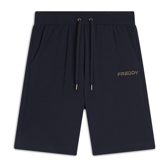 Bermuda in jersey con logo perline